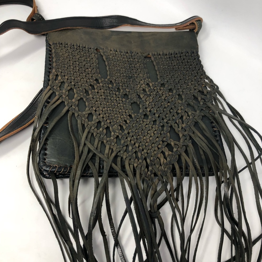 Boho Leather Fringed Crossbody Bag